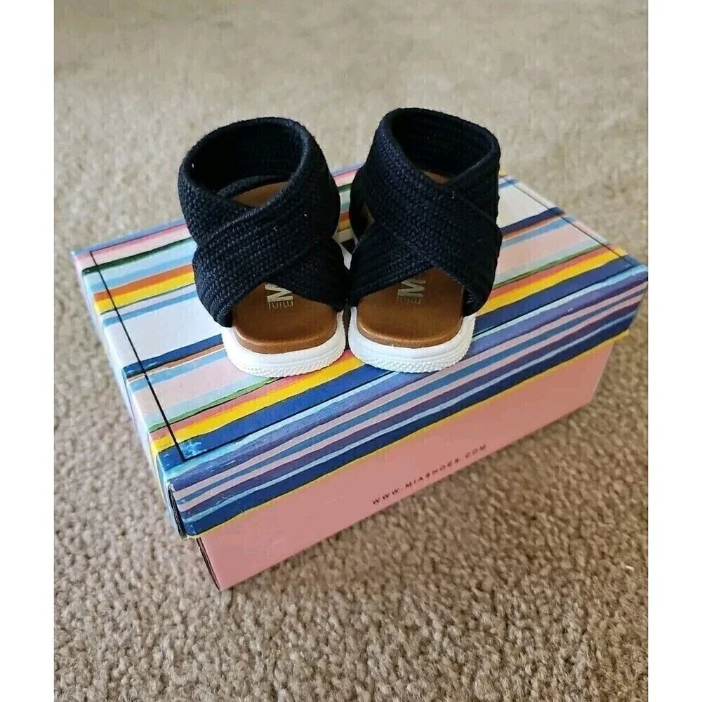 MIA Baby Girls Tierraa Sandal - Black- Size 5- NEW